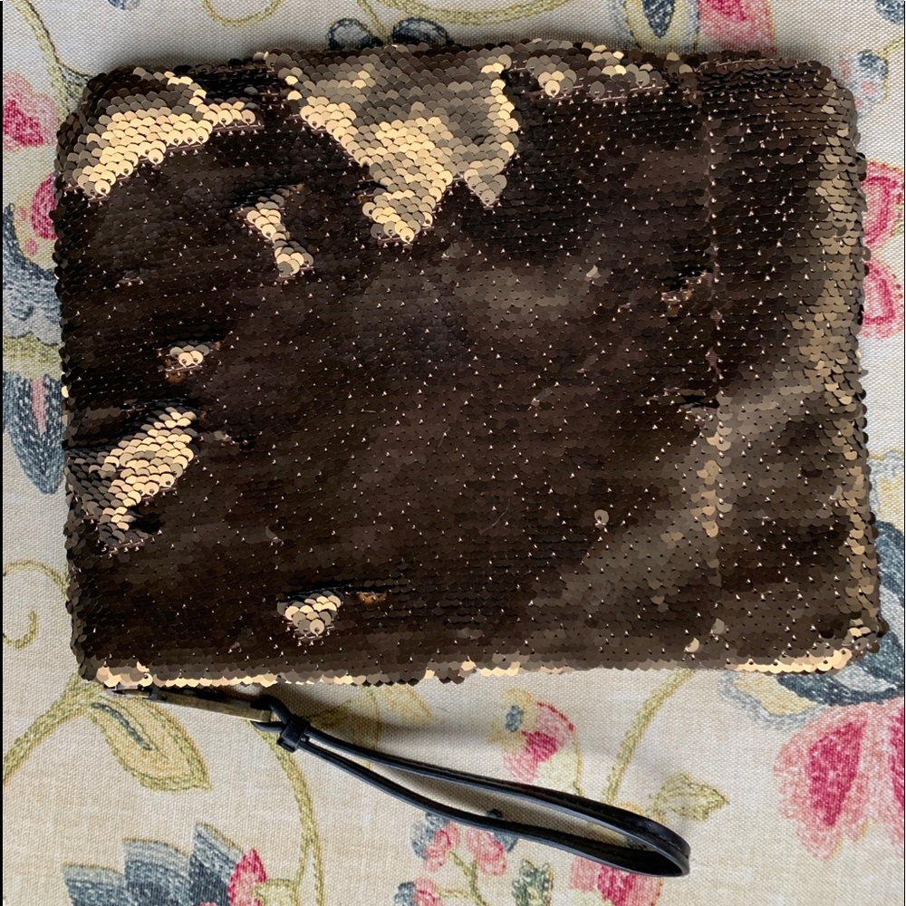 Bronze sequined wristlet